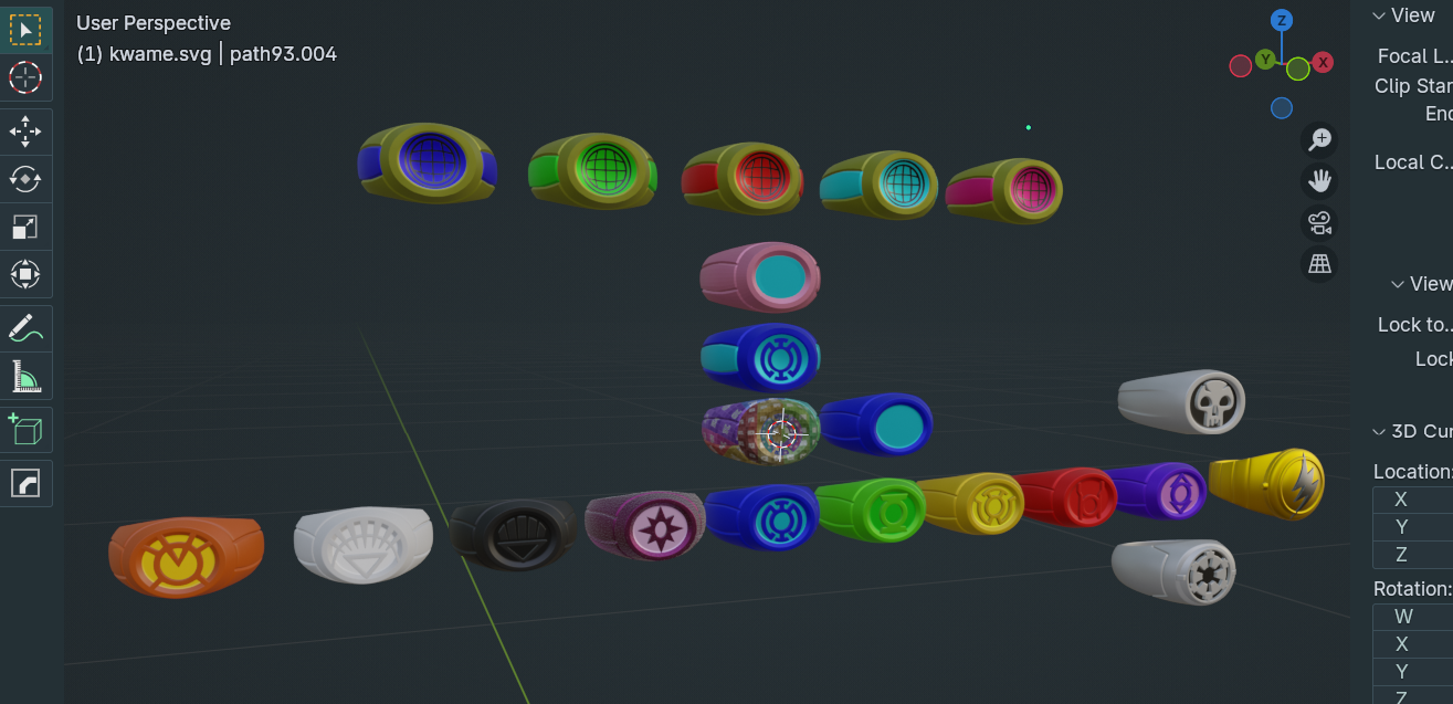 Collection of printed rings